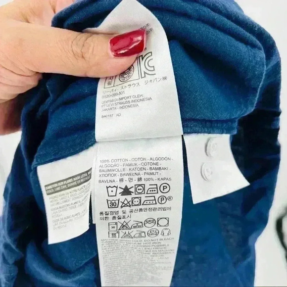 Levi’s Navy/White‎ Shorts Romper With Pockets Size XL - Picture 13 of 14